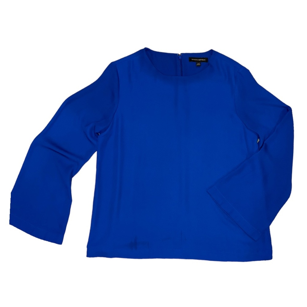 Banana Republic Bright Blue Pullover Blouse With Bell Sleeves Size Small